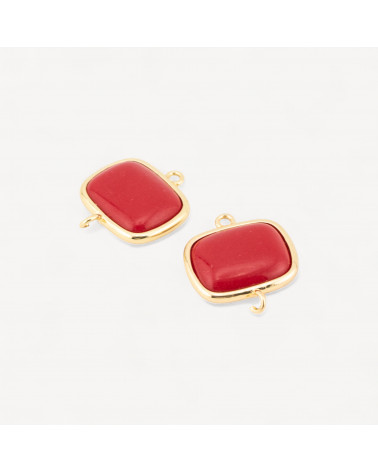 Connettore Componente Di Ottone Con Occhio Di Gatto Rettangolo Liscio 17x19mm Con 2 Anellini 10pz Dorato Rosso Pastello-LINKS LISCI E LUCENTI COLLEZIONE LUMINA | Worldofjewel.com