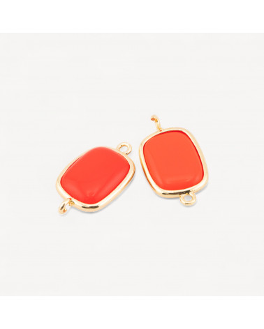 Connettore Componente Di Ottone Con Occhio Di Gatto Rettangolo Liscio 14x17mm Con 2 Anellini 10pz Dorato Rosso Pastello Chiaro-LINKS LISCI E LUCENTI COLLEZIONE LUMINA | Worldofjewel.com