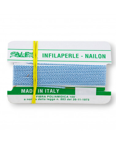 Filo Infilaperle Di Fibra Poliamidica 12pz ART165 Cielo Celeste Misura 1-FILI INFILAPERLE | Worldofjewel.com