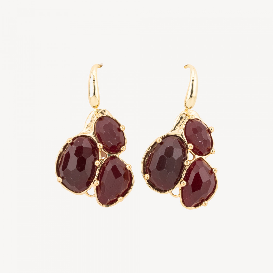 Orecchini Di Bronzo A Monachella Con Pendente Di Pietre Dure Incastonate Dorato Giada Ruby-ORECCHINI MADE WITH STYLE | Worldofjewel.com