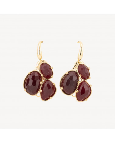 Orecchini Di Bronzo A Monachella Con Pendente Di Pietre Dure Incastonate Dorato Giada Ruby-ORECCHINI MADE WITH STYLE | Worldofjewel.com