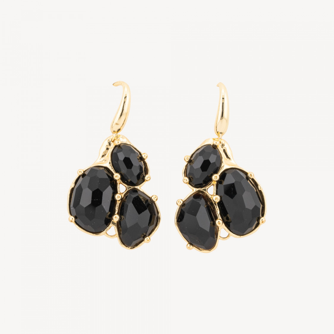 Orecchini Di Bronzo A Monachella Con Pendente Di Pietre Dure Incastonate Dorato Onice-ORECCHINI MADE WITH STYLE | Worldofjewel.com