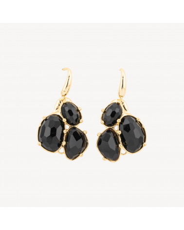 Orecchini Di Bronzo A Monachella Con Pendente Di Pietre Dure Incastonate Dorato Onice-ORECCHINI MADE WITH STYLE | Worldofjewel.com