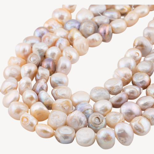 Perles de rivière irrégulières 11-12 mm Mélange rose bronze