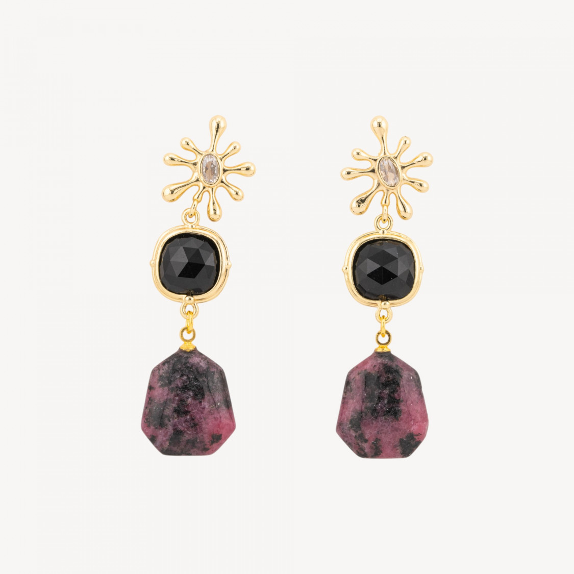 Orecchini A Perno Di Bronzo Con Occhi Di Gatto E Pendente Di Pietre Dure MOD.1-ORECCHINI MADE WITH STYLE | Worldofjewel.com