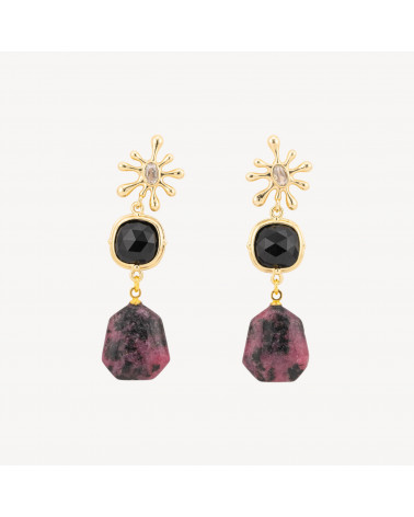 Orecchini A Perno Di Bronzo Con Occhi Di Gatto E Pendente Di Pietre Dure MOD.1-ORECCHINI MADE WITH STYLE | Worldofjewel.com