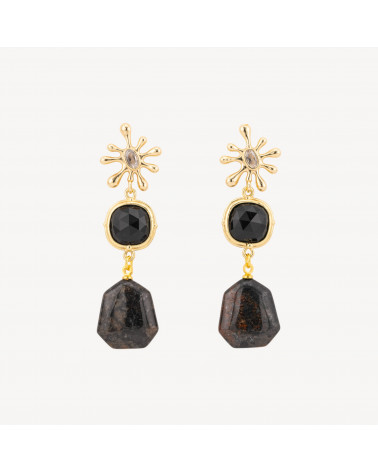 Orecchini A Perno Di Bronzo Con Occhi Di Gatto E Pendente Di Pietre Dure MOD.2-ORECCHINI MADE WITH STYLE | Worldofjewel.com