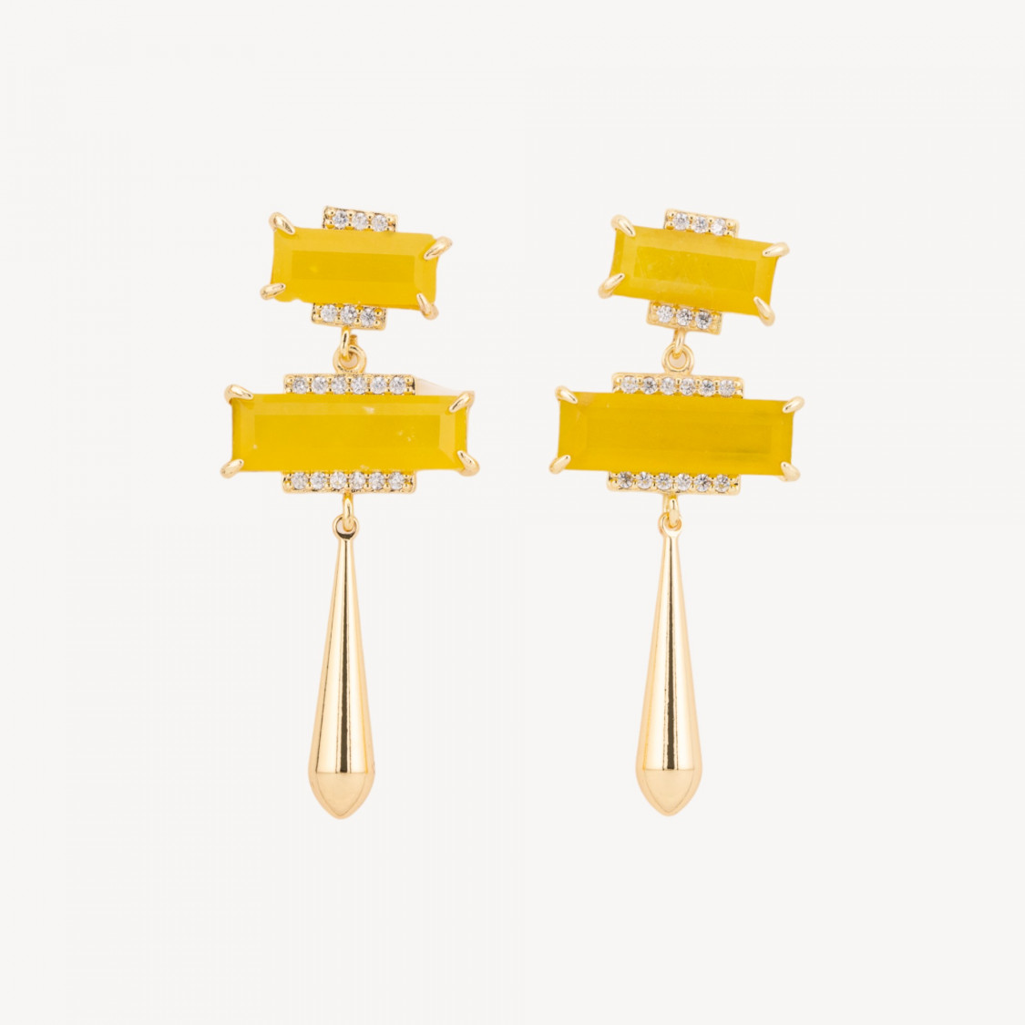 Pendientes de bronce con piedras semipreciosas y gota de bronce de cuarzo citrino de 22 x 50 mm-PENDIENTES HECHOS CON ESTILO | Worldofjewel.com