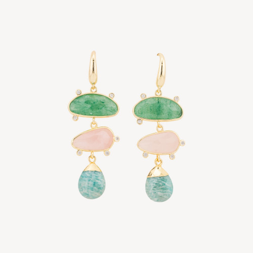 Boucles d'oreilles puces en bronze avec zirconiums et pierres précieuses MOD.1