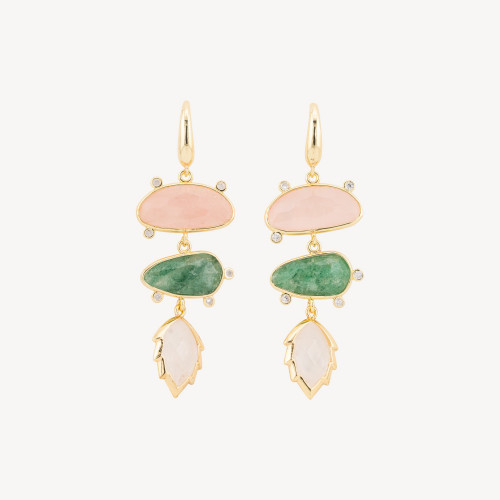 Boucles d'oreilles puces en bronze avec zirconiums et pierres précieuses MOD.3