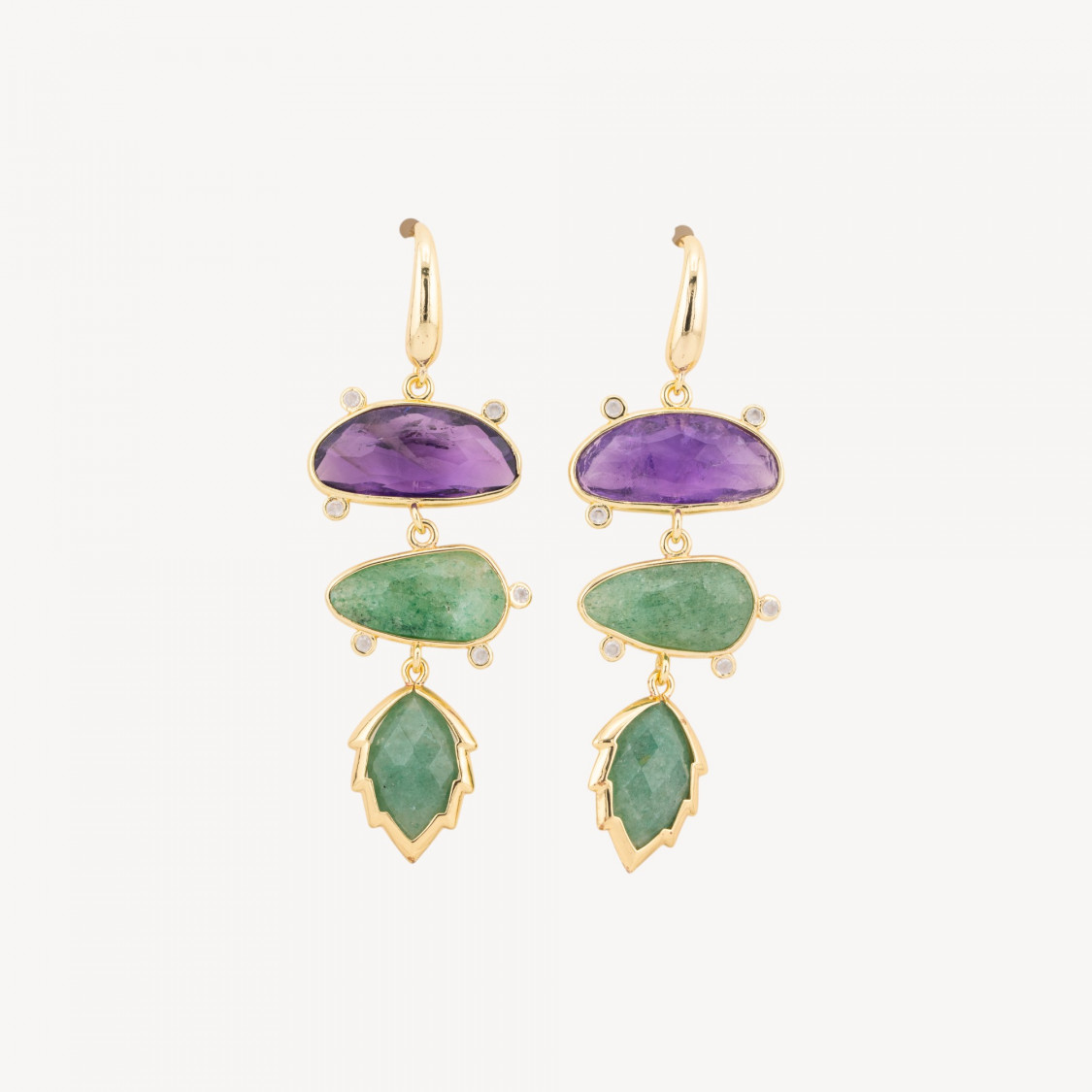 Orecchini Perno Di Bronzo Con Zirconi e Pietre Dure Incastonate MOD.4-ORECCHINI MADE WITH STYLE | Worldofjewel.com