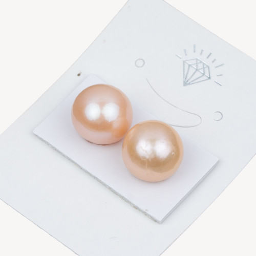 Baroque River Pearls Round 1 Hole (SEZ) 13.0-13.5mm 10 Pairs Pink