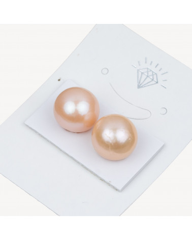 Perle di Fiume Barocche Tondo 1 Foro (SEZ) 13,0-13,5mm 10 Paia Rosa-PERLAS DE RÍO CULTIVADAS DE AGUA DULCE REDONDAS DE 1 AGUJERO | Worldofjewel.com