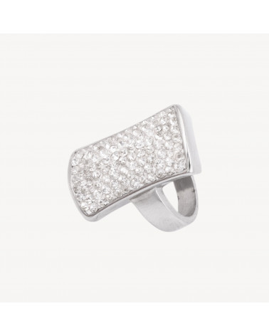 Anello In Acciaio Collezione Zaira Con Zirconi MOD.1 Misura 8-ANELLI BIJOUX | Worldofjewel.com