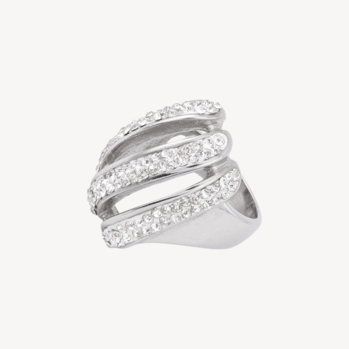 Anillo de Acero de la Colección Zaira con Circonitas, MOD.14, Talla 8