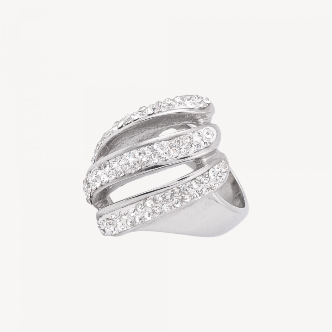 Anello In Acciaio Collezione Zaira Con Zirconi MOD.14 Misura 8-ANELLI BIJOUX | Worldofjewel.com