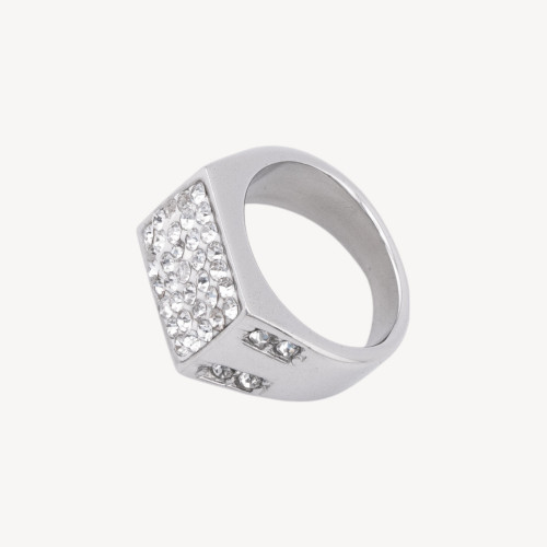 Zaira Collection Steel Ring with Zirconia MOD.2 Size 7