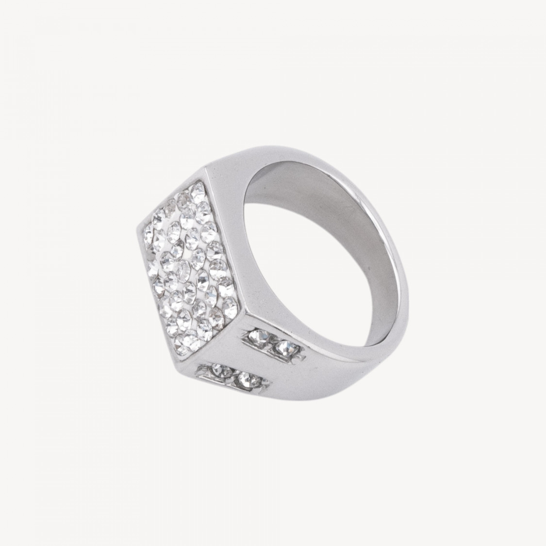 Zaira Collection Steel Ring with Zirconia MOD.2 Size 7-JEWELRY RINGS | Worldofjewel.com