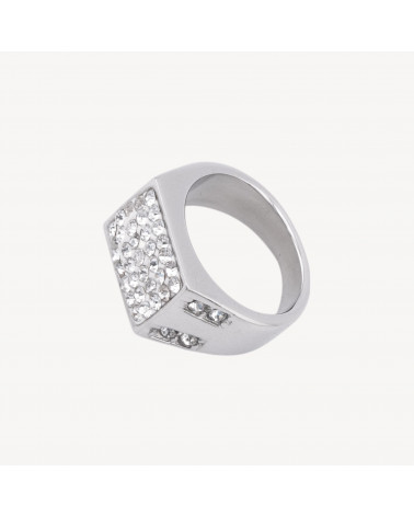 Anello In Acciaio Collezione Zaira Con Zirconi MOD.2 Misura 8-ANELLI BIJOUX | Worldofjewel.com