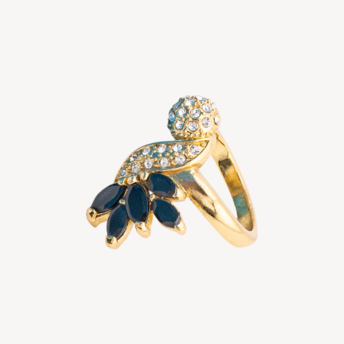Gold-Plated Steel Ring from the Zaira Collection with Zirconia, MOD.11, Size 8