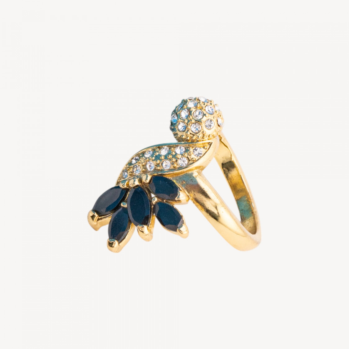 Anello In Acciaio Dorato Collezione Zaira Con Zirconi MOD.11 Misura 8-ANILLOS BIJOUX | Worldofjewel.com