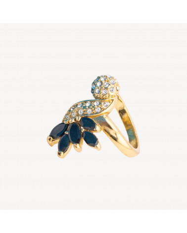 Anello In Acciaio Dorato Collezione Zaira Con Zirconi MOD.11 Misura 8-ANILLOS BIJOUX | Worldofjewel.com