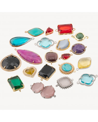 Componente Connettore Di Bronzo Con Pietre o Cristalli CZ 20pz Lotto Misto-LINKS CRISTALLI CZ LINEA ALYSSA | Worldofjewel.com