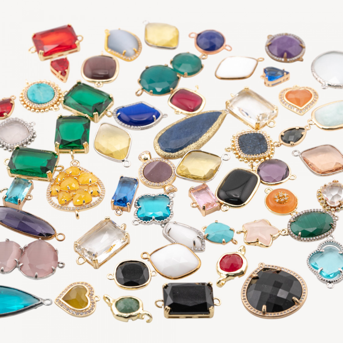 Bronze Connector Component with CZ Stones or Crystals 60pcs Mixed Lot-LINKS CZ CRYSTALS ALYSSA LINE | Worldofjewel.com