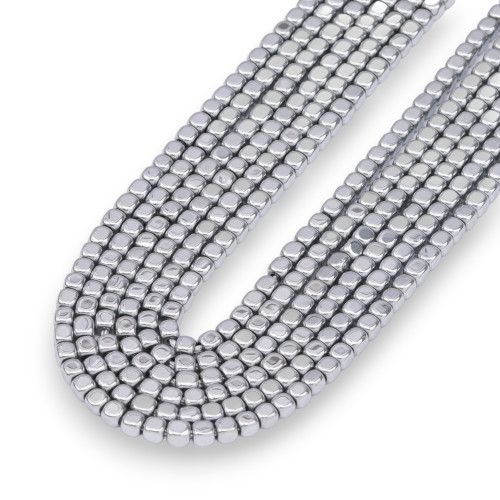 Silberner Hämatitwürfel mit abgeschrägter Kante, 3 mm