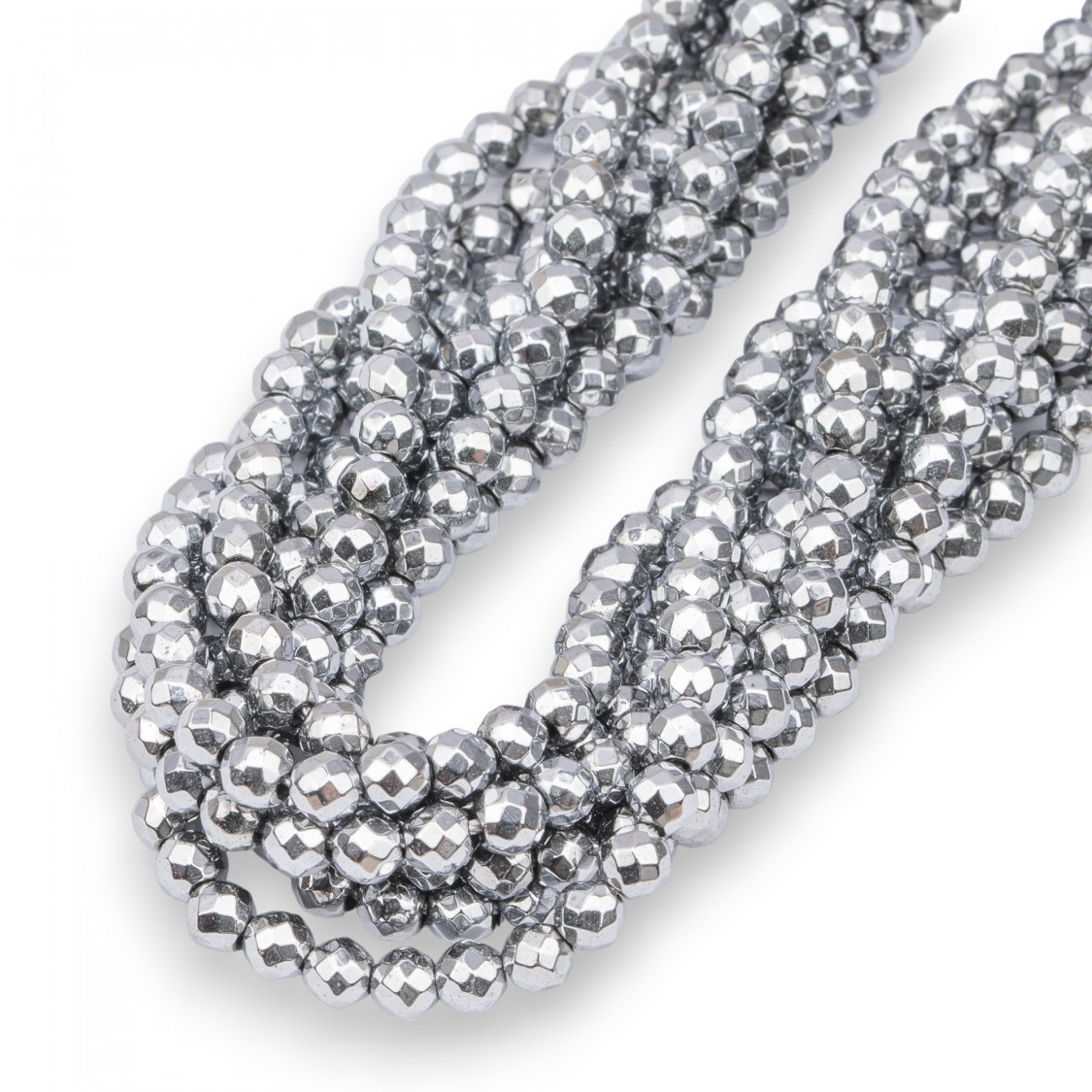Silver Plated Hematite Round Faceted Bead 4mm-SILVER HEMATITE | Worldofjewel.com