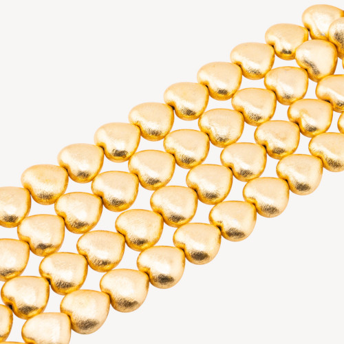 Perles en forme de cœur en bronze brossé doré de 18 mm