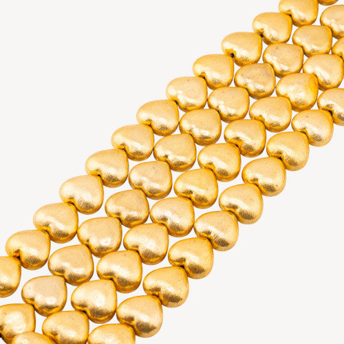 Perles en forme de cœur en bronze brossé doré de 20 mm