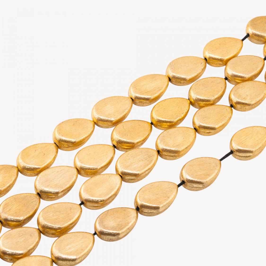 Brushed Bronze Beads Gold Plated Flat Drop 17x25mm-GOLDEN BEADS | Worldofjewel.com