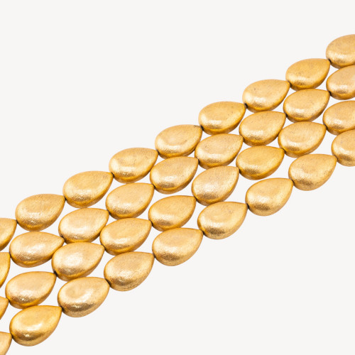 Χάντρες από Βουρτσισμένο Μπρούτζο Στρογγυλές Σταγόνες 15x23mm