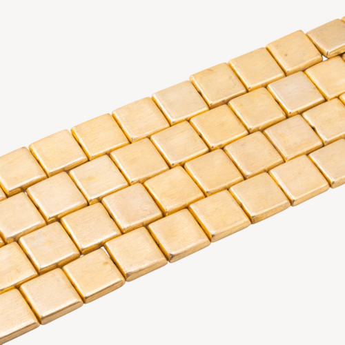 Cuentas cuadradas planas de bronce cepillado dorado de 20 mm