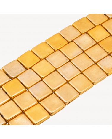 Perline Di Bronzo Spazzolato Dorato Quadrato Piatto 24mm-PERLES DORÉES | Worldofjewel.com