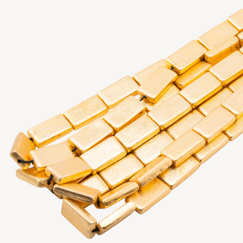 Perles rectangulaires en bronze brossé 12x24mm