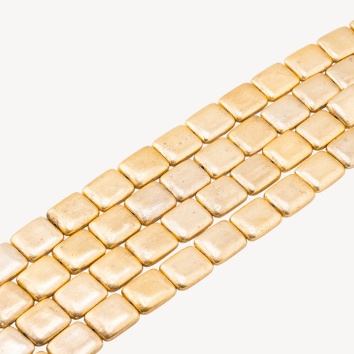 Brushed Bronze Beads Golden Beveled Rectangle 16x20mm