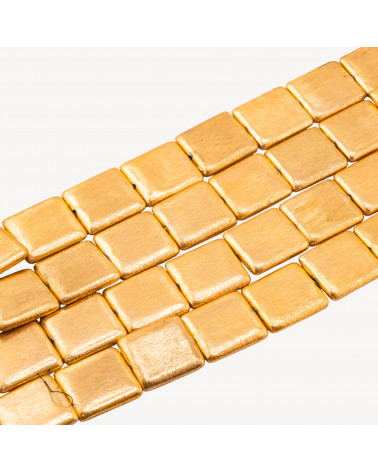 Perline Di Bronzo Spazzolato Dorato Rettangolo Smussato 23x25mm-PERLES DORÉES | Worldofjewel.com