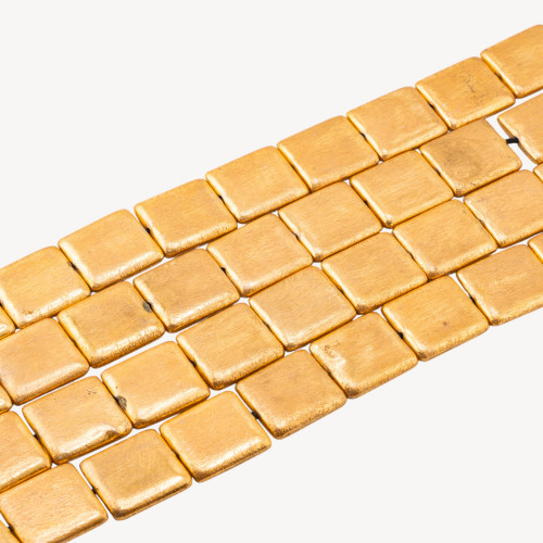 Brushed Bronze Beads Gold Plated Beveled Rectangle 23x26mm
