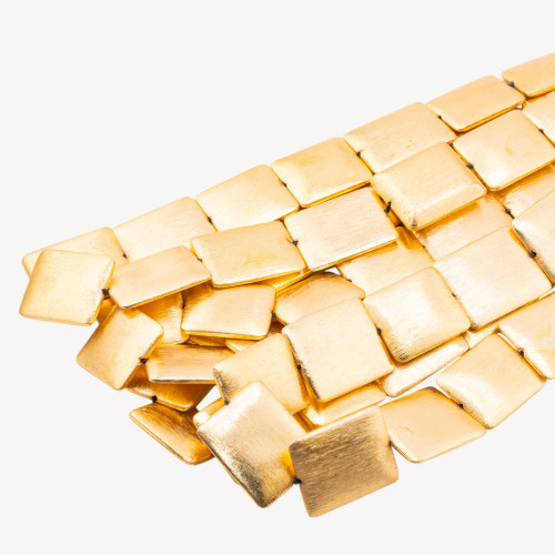 Perles en bronze brossé, rectangle biseauté doré, 23 x 28 mm