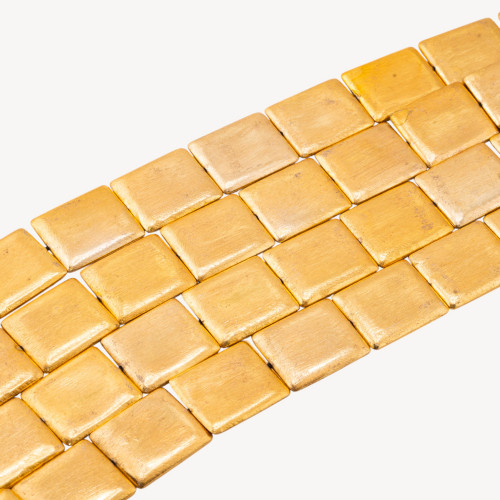 Brushed Bronze Beads Golden Beveled Rectangle 24x29mm