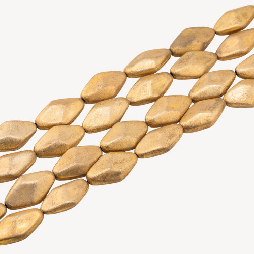 Brushed Gold Plated Bronze Beads Beveled Rhombus 18x33mm