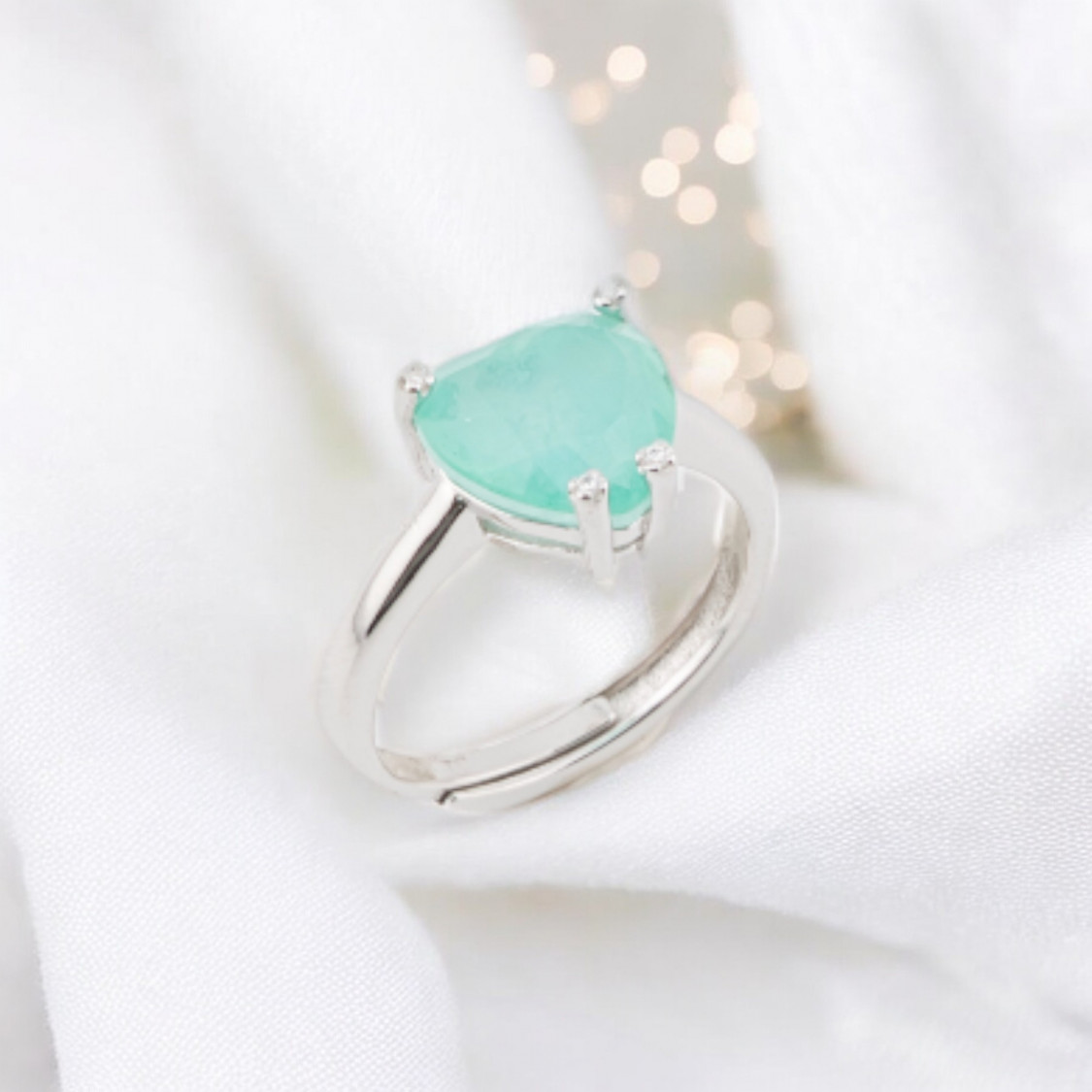 Anello Di Argento 925 Con Zirconi E Pietre Incastonate Cuore Griffe Rodiato Acqua-ANELLI DI ARGENTO 925 | Worldofjewel.com