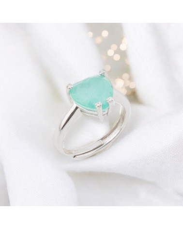 Anello Di Argento 925 Con Zirconi E Pietre Incastonate Cuore Griffe Rodiato Acqua-ANELLI DI ARGENTO 925 | Worldofjewel.com