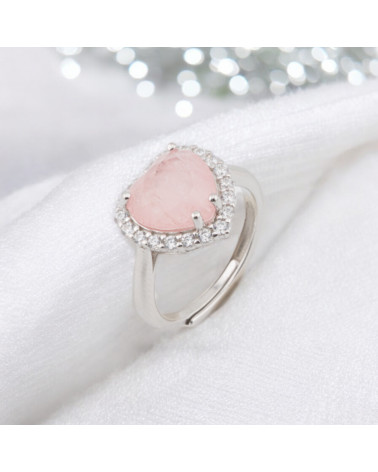 Anello Di Argento 925 Con Zirconi E Pietre Incastonate Cuore Rodiato Rosa-ANELLI DI ARGENTO 925 | Worldofjewel.com