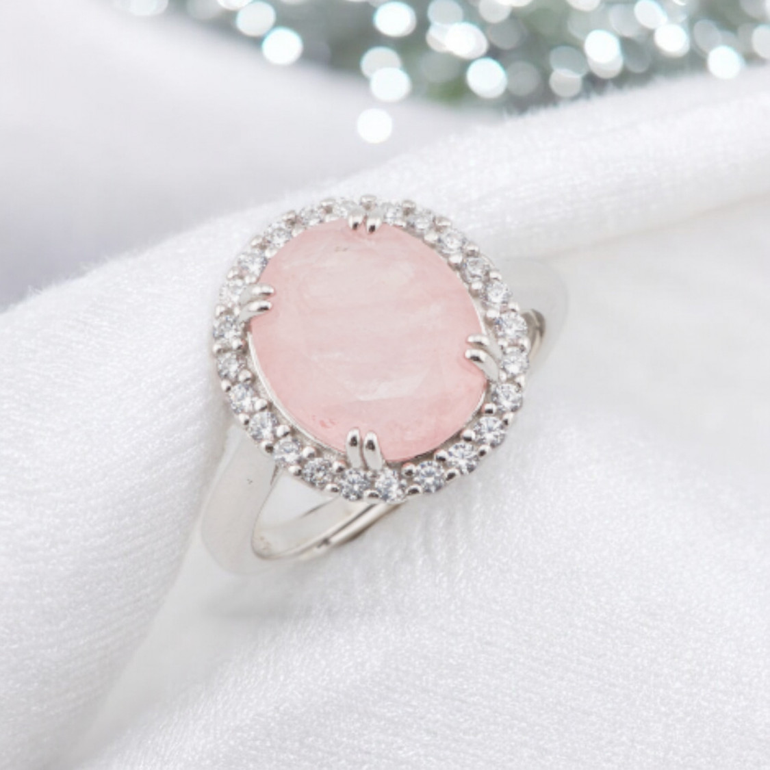 Anello Di Argento 925 Con Zirconi E Pietre Incastonate Ovale Rodiato Rosa-ANELLI DI ARGENTO 925 | Worldofjewel.com