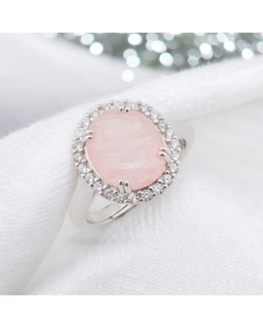 Anello Di Argento 925 Con Zirconi E Pietre Incastonate Ovale Rodiato Rosa-ANELLI DI ARGENTO 925 | Worldofjewel.com