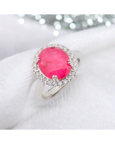 Anello Di Argento 925 Con Zirconi E Pietre Incastonate Ovale Rodiato Rosso Ruby-ANELLI DI ARGENTO 925 | Worldofjewel.com