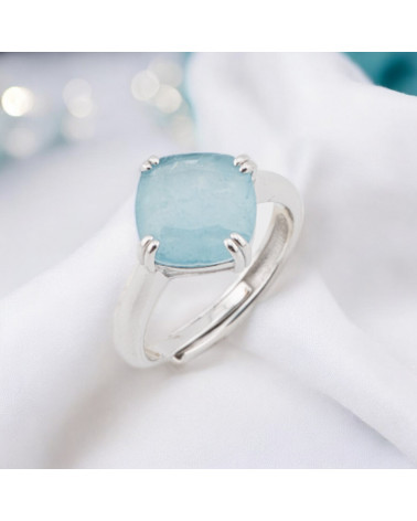 Anello Di Argento 925 Con Zirconi E Pietre Incastonate Rombo Rodiato Celeste-ANELLI DI ARGENTO 925 | Worldofjewel.com